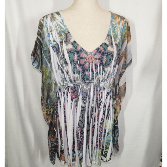 Lafiance Y2K Sublimation Print Flowy Flutter Sleeve Top Size XL - Picture 6 of 9